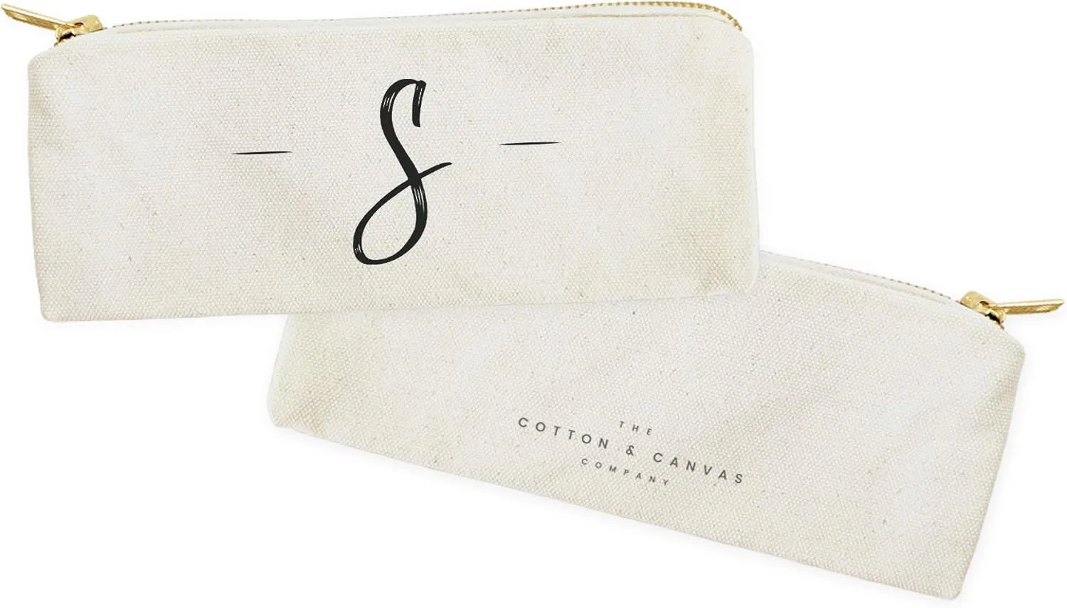The Cotton & Canvas Co. Personalized Handwritten Monogram Initial S Small Cosmetic Case and Travel Pouch for Office or On The Go