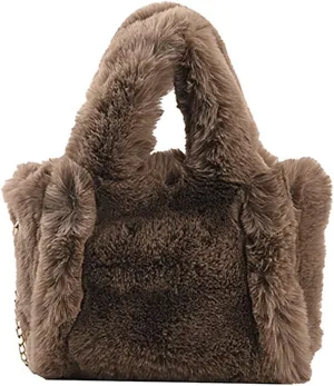 Tote Bag For Women Velvet Winter Handbags Cute New Small Size Solid Color Mini Simple Plush Handbag For Shopping Outdoor