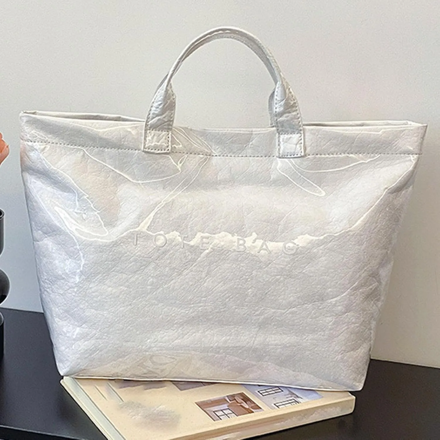 Tote Bag Retro Letter Casual Hundred Handbag Minimalist Transparent Simple Large Capacity Bags Female Work Tote Bags