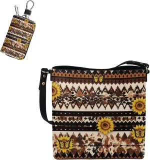 Tote Bags Set 2 Piece Saddle Bags Crossbody Bags for Women Car Key Fob Protector
