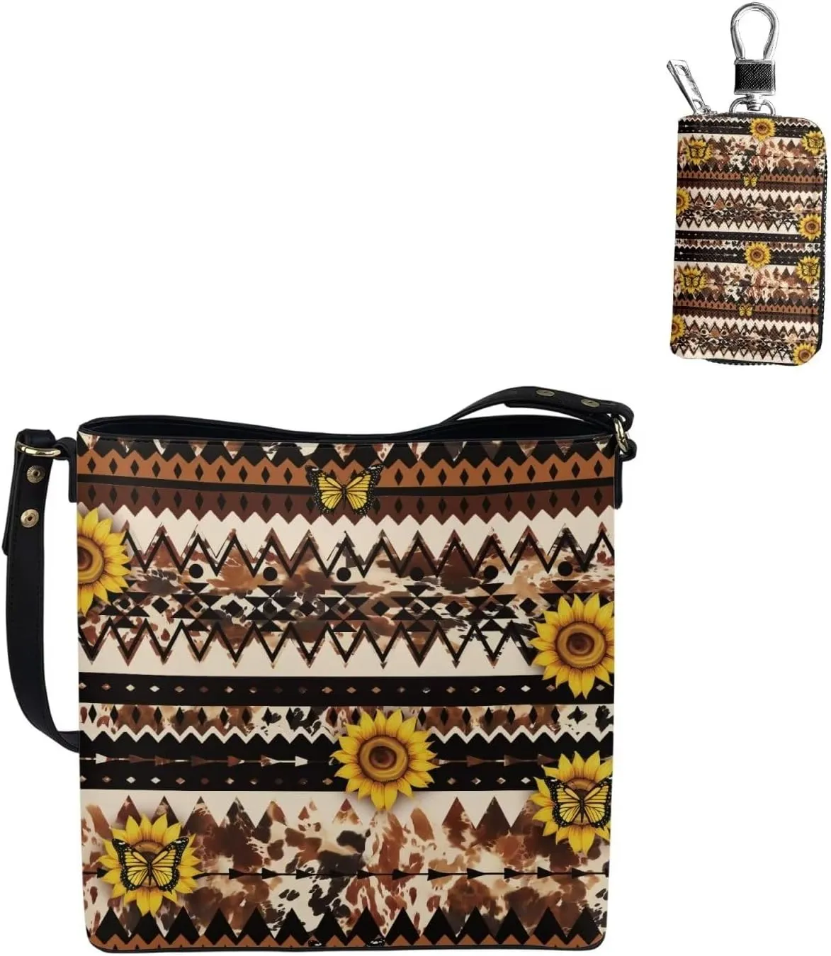 Tote Bags Set 2 Piece Saddle Bags Crossbody Bags for Women Car Key Fob Protector