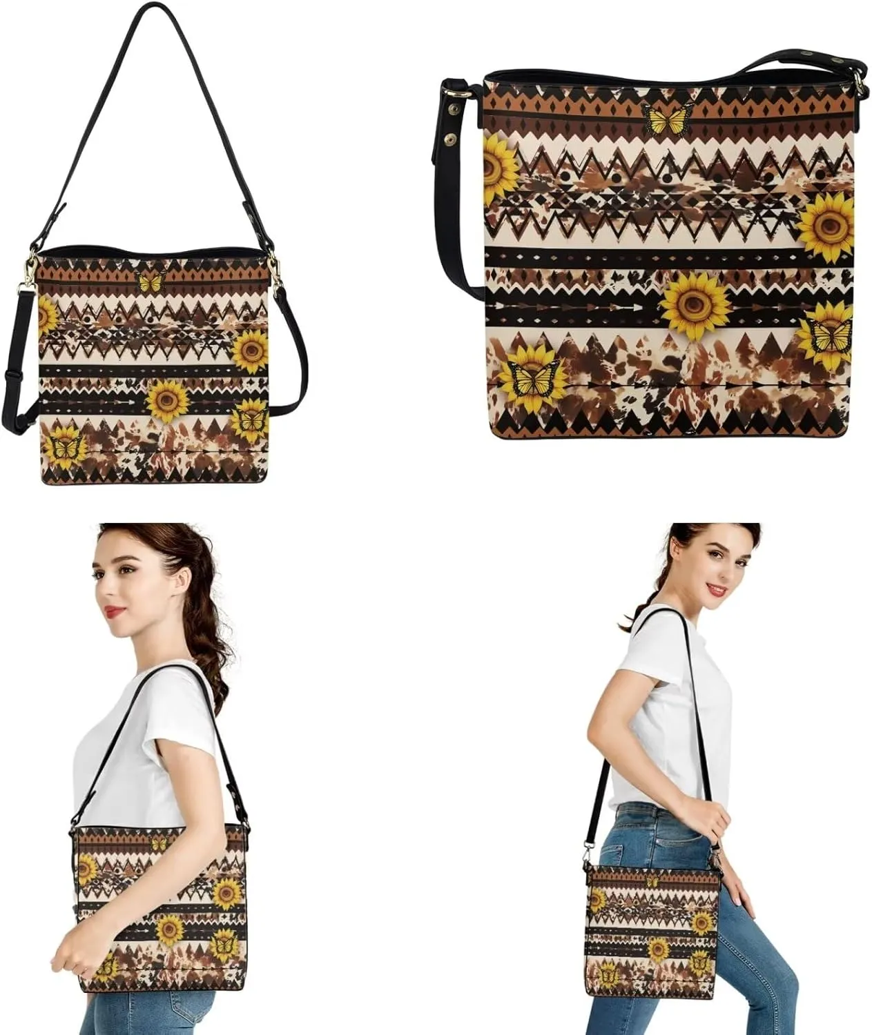 Tote Bags Set 2 Piece Saddle Bags Crossbody Bags for Women Car Key Fob Protector