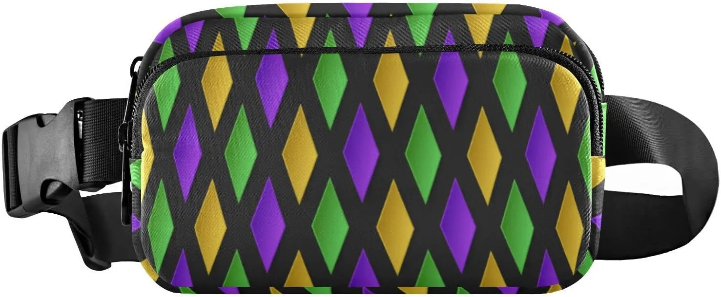 Traditional Mardi Gras Fanny Pack for Women Men Crossbody Belt Bag Fashion Waist Packs Purse with Adjustable Strap Dupes for Cycling Running Hiking