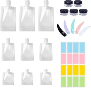 Travel Size Pouches for Toiletries,TSA Approved Leak-proof Travel Portable Fluid Packing Bags with Labels for Shampoo, Conditioner, Lotion (20PACK)