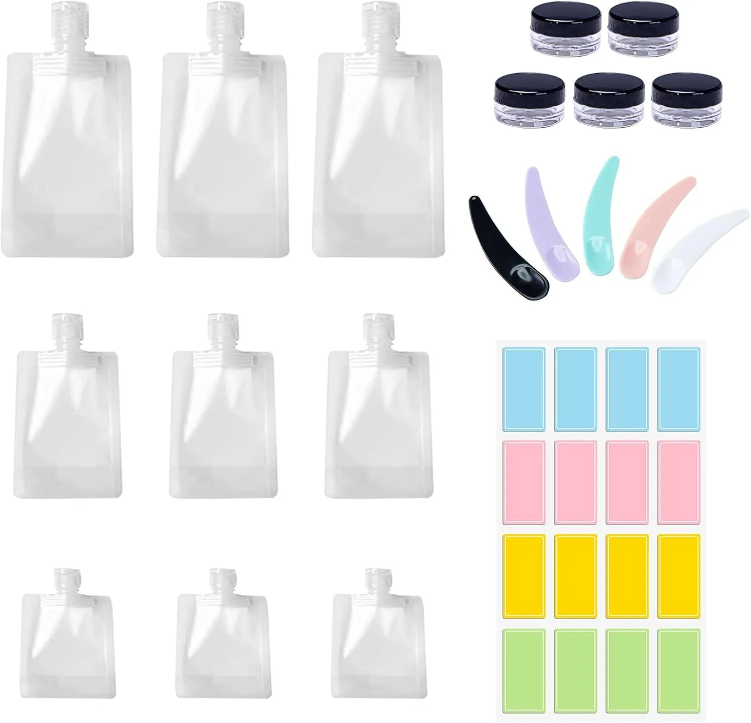 Travel Size Pouches for Toiletries,TSA Approved Leak-proof Travel Portable Fluid Packing Bags with Labels for Shampoo, Conditioner, Lotion (20PACK)