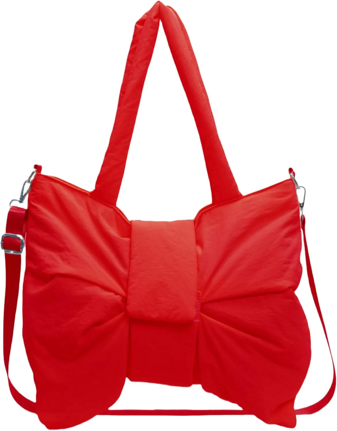 Trendy Bow Design Shoulder Crossbody Bags for Women Quilted Large Nylon Hobos Handbags and Purses Lightweight