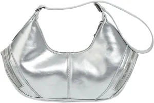 Trendy Shoulder Bag for Women Y2K Dumpling Handbag Small Vegan Leather Purse Top Handle Satchels Punk Clutch