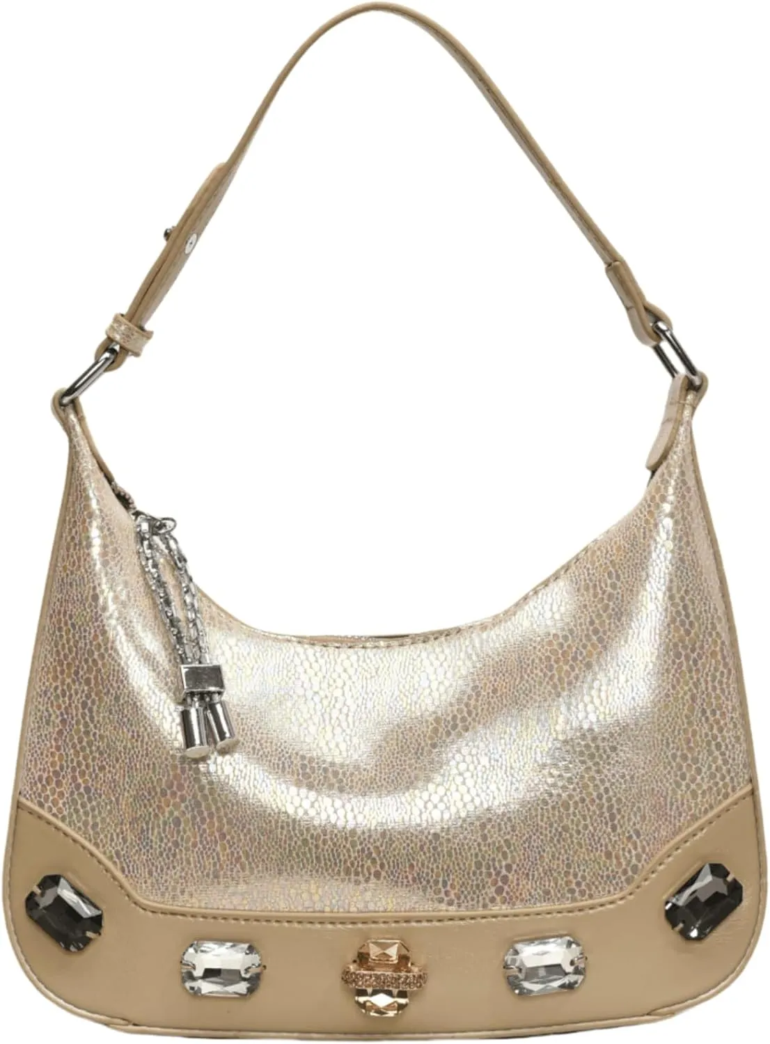 Trendy Snake Print Hobos Handbag Purse for Women Shoulder Crossbody Bag Retro Diamond Totes with Removable Strap