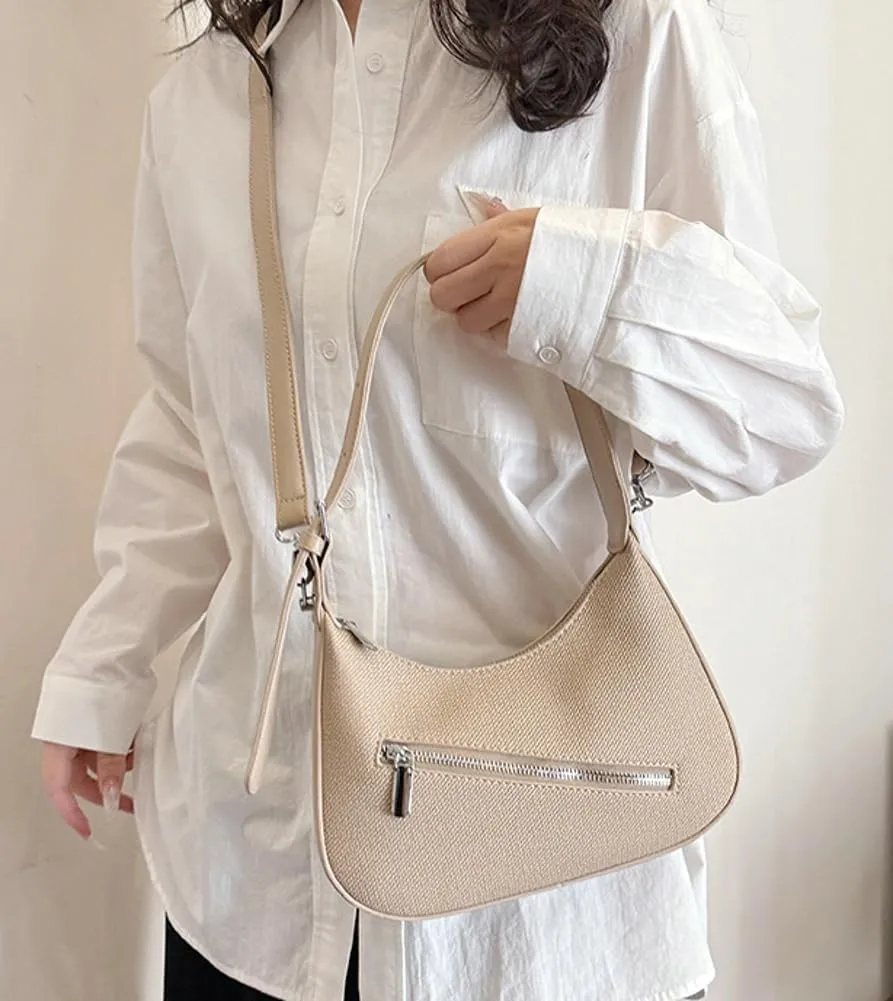 Trendy Vegan Leather Crossbody Shoulder Bags for Women Small Dumpling Tote Purse Y2k Zipper Handbags Satchels
