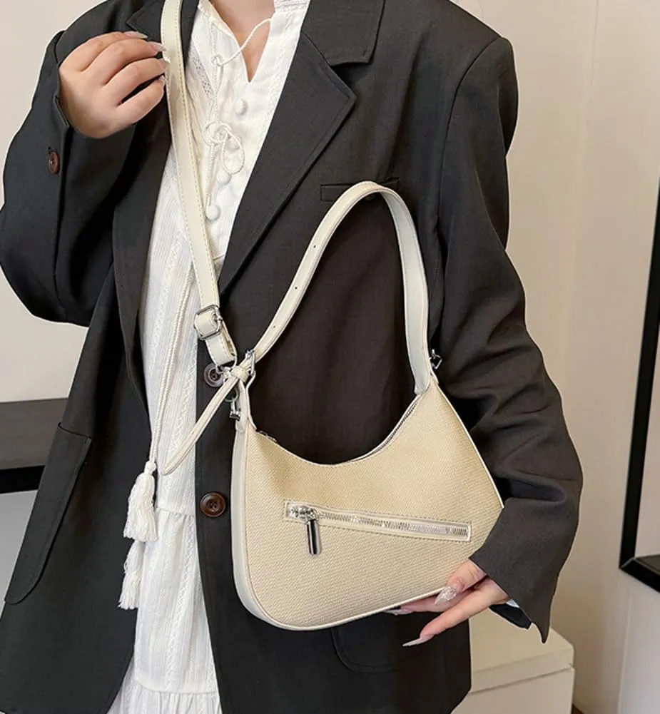 Trendy Vegan Leather Crossbody Shoulder Bags for Women Small Dumpling Tote Purse Y2k Zipper Handbags Satchels