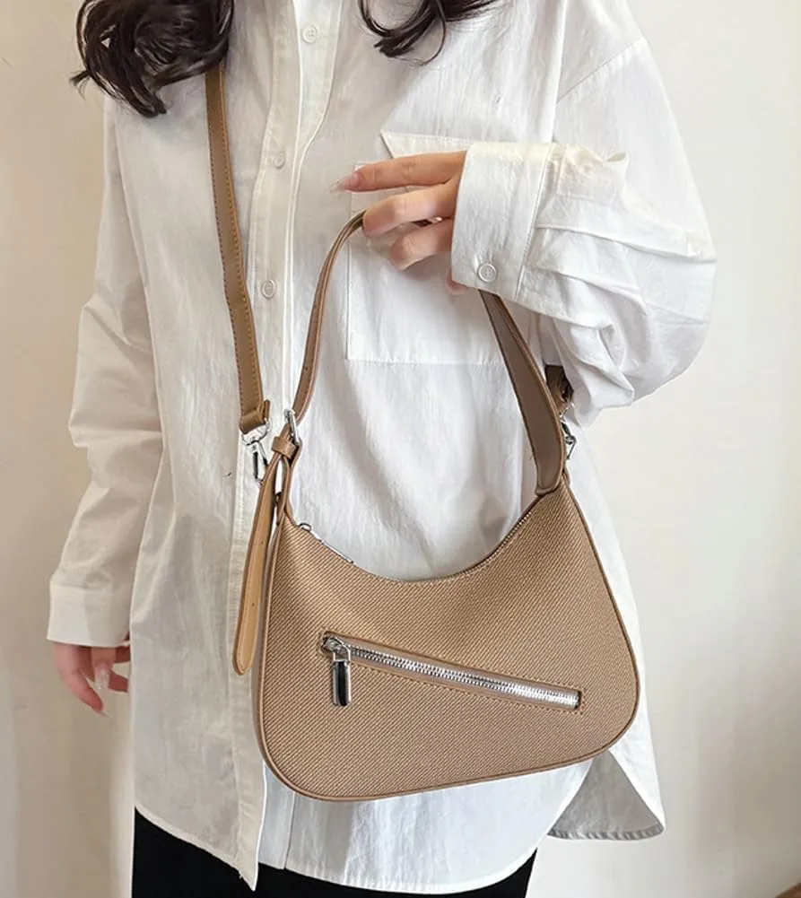 Trendy Vegan Leather Crossbody Shoulder Bags for Women Small Dumpling Tote Purse Y2k Zipper Handbags Satchels