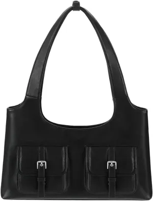 Trendy Vegan Leather Shoulder Bag for Women Large Y2k Underarm Tote Purse Handbags Multi Pocket Satchels 2025