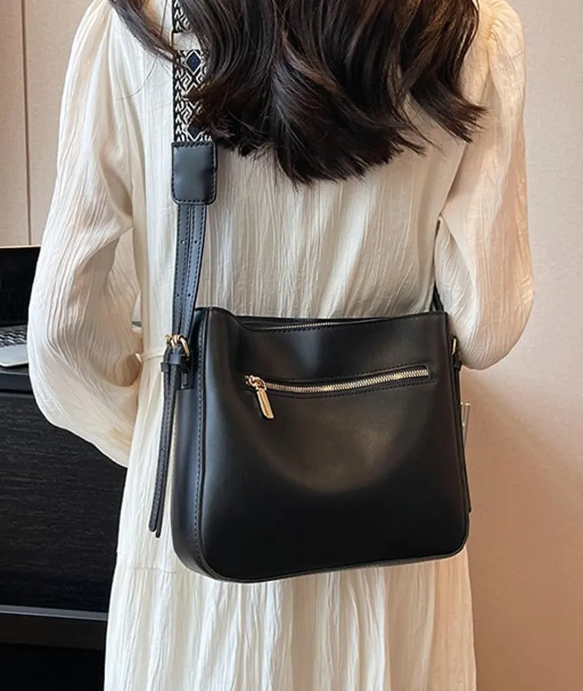 Trendy Vegan Leather Shoulder Bag for Women Small Bucket Tote Purse Ladies Working Crossbody Bag Satchels