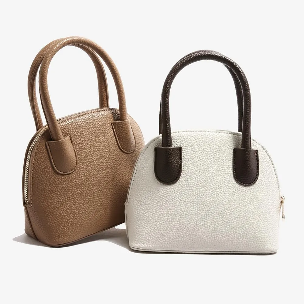 Trendy Vegan Leather Shoulder Bag for Women Small Y2k Crossbody Tote Purse Shell Handbags Top Handle Satchels