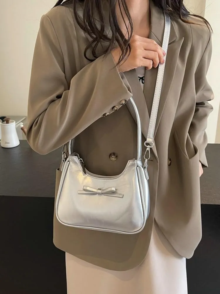 Trendy Vegan Leather Shoulder Crossbody Bag for Women Small Y2k Tote Purse Cute Handbags Top Handle Satchels
