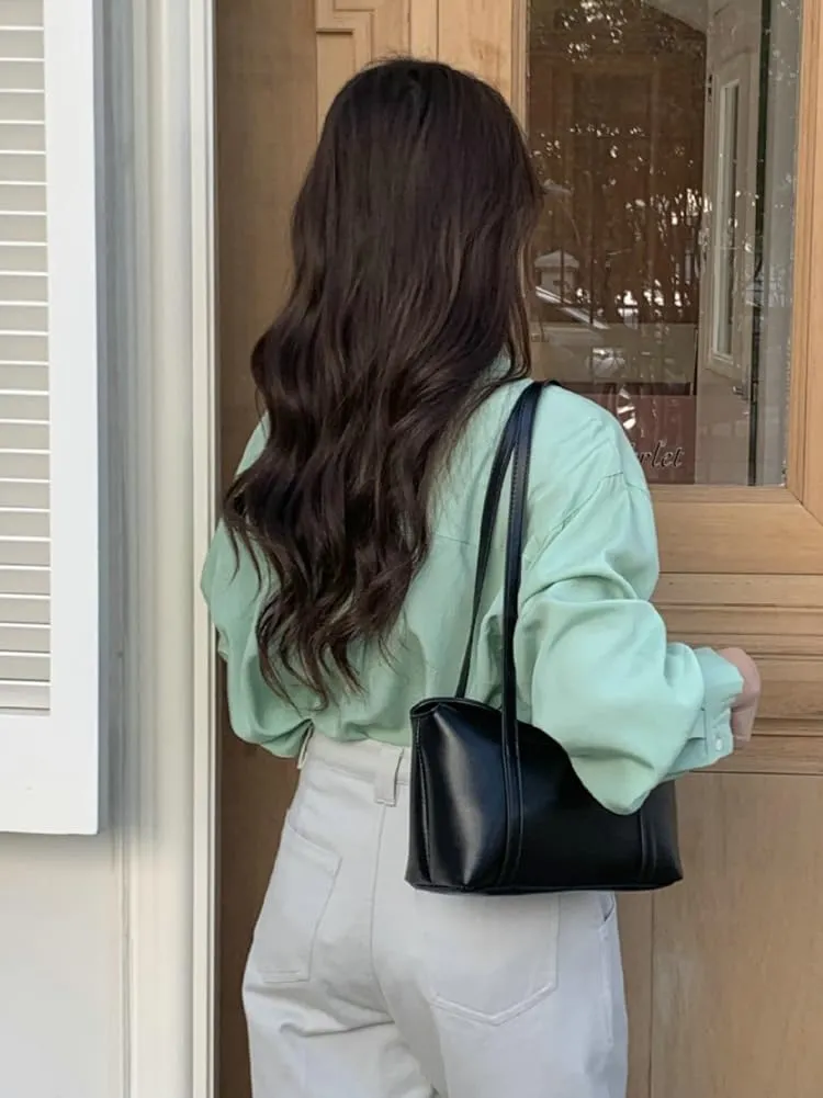 Trendy Vegan Leather Shoulder Tote Bag for Women Large Working Shopping Handbags Casual Ladies Top Handle Satchels