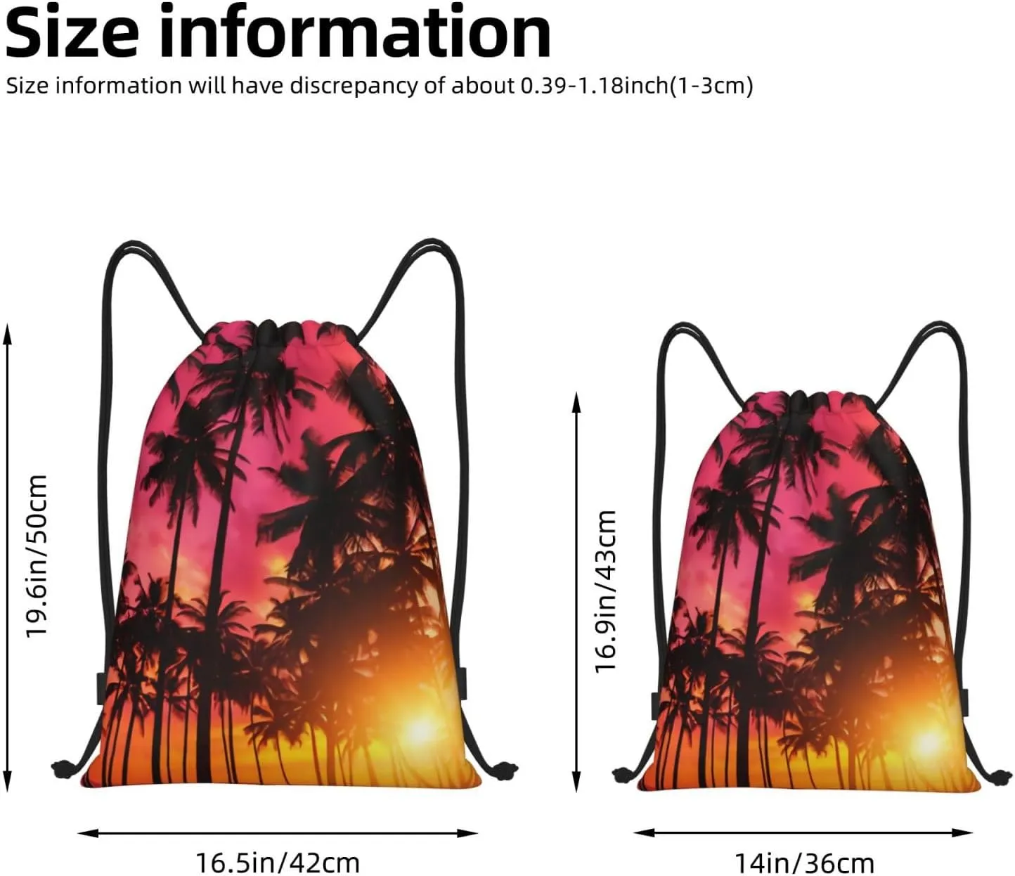 Tropical Palm Tree Drawstring Bags Hawaii Drawstring Backpack Gym Backpack Bags for Yoga Traveling Outdoor Sports