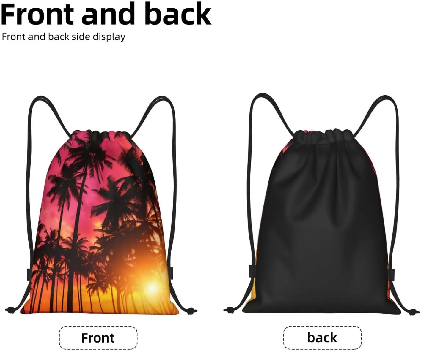 Tropical Palm Tree Drawstring Bags Hawaii Drawstring Backpack Gym Backpack Bags for Yoga Traveling Outdoor Sports