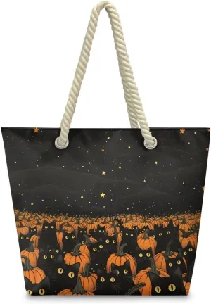 Vacation Beach Bag for Ladiess Women Medium Casual Travel Tote Bag Swim Pool Totes Bag with Hemp Rope Handle
