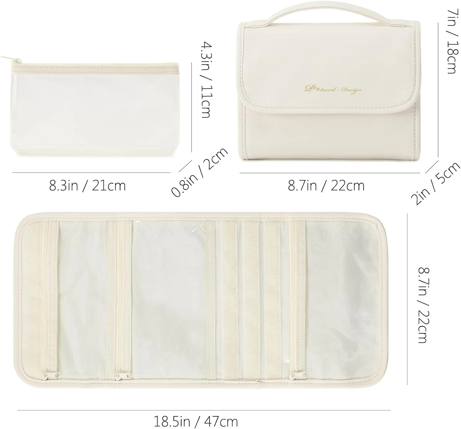 VanFn Cosmetic Bags, Makeup Bag Cosmetic Bag for Women Cosmetic Travel Makeup Bag Large Travel Toiletry Bag for Girls Make Up Bag Brush Bags P.Travel Series