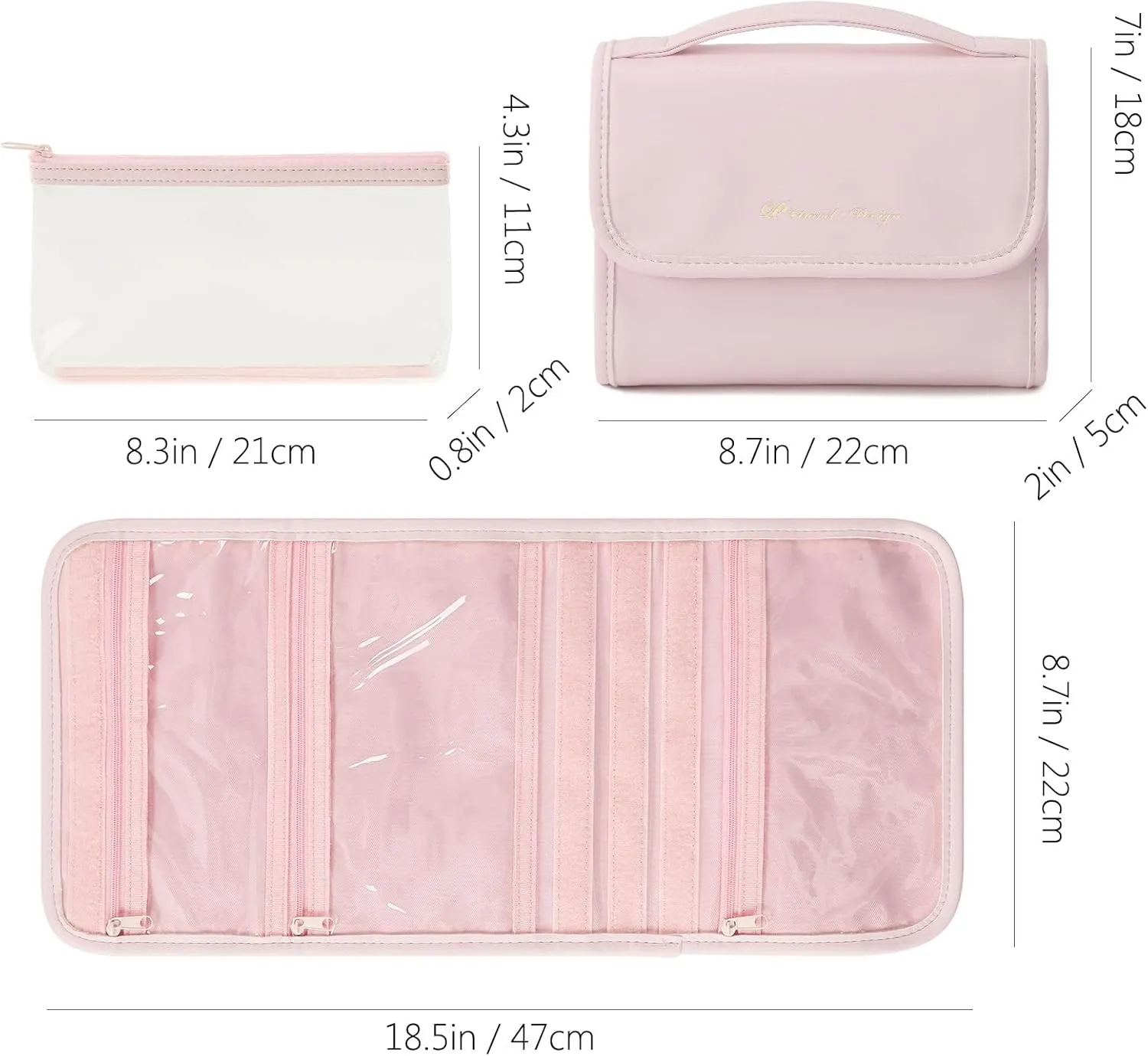 VanFn Cosmetic Bags, Makeup Bag Cosmetic Bag for Women Cosmetic Travel Makeup Bag Large Travel Toiletry Bag for Girls Make Up Bag Brush Bags P.Travel Series