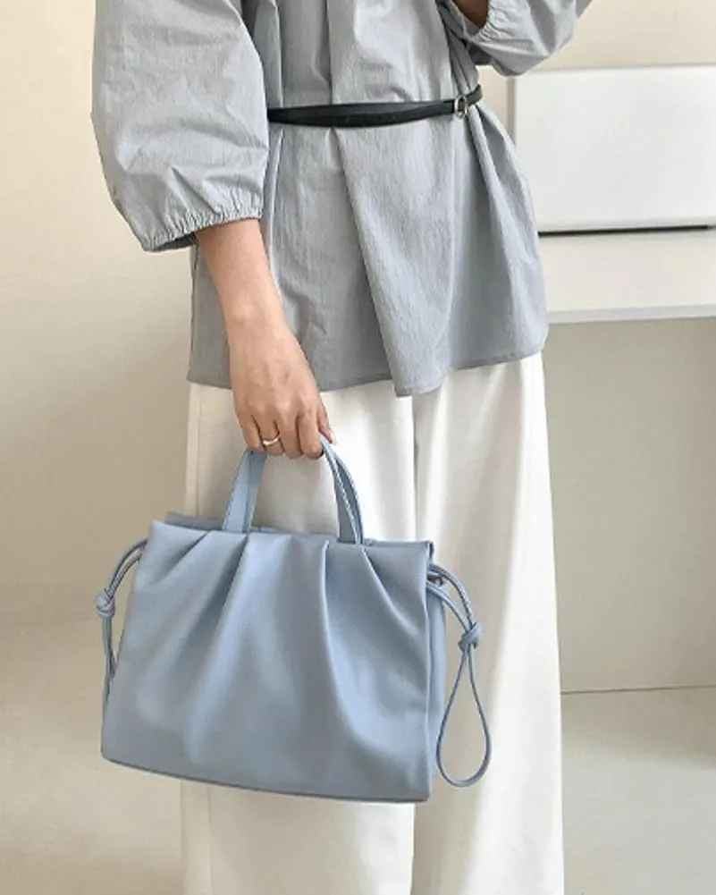 Vegan Leather Crossbody Bag for Women Cute Cloud Shoulder Tote Purse Large Pleated Top Handle Handbag Satchels