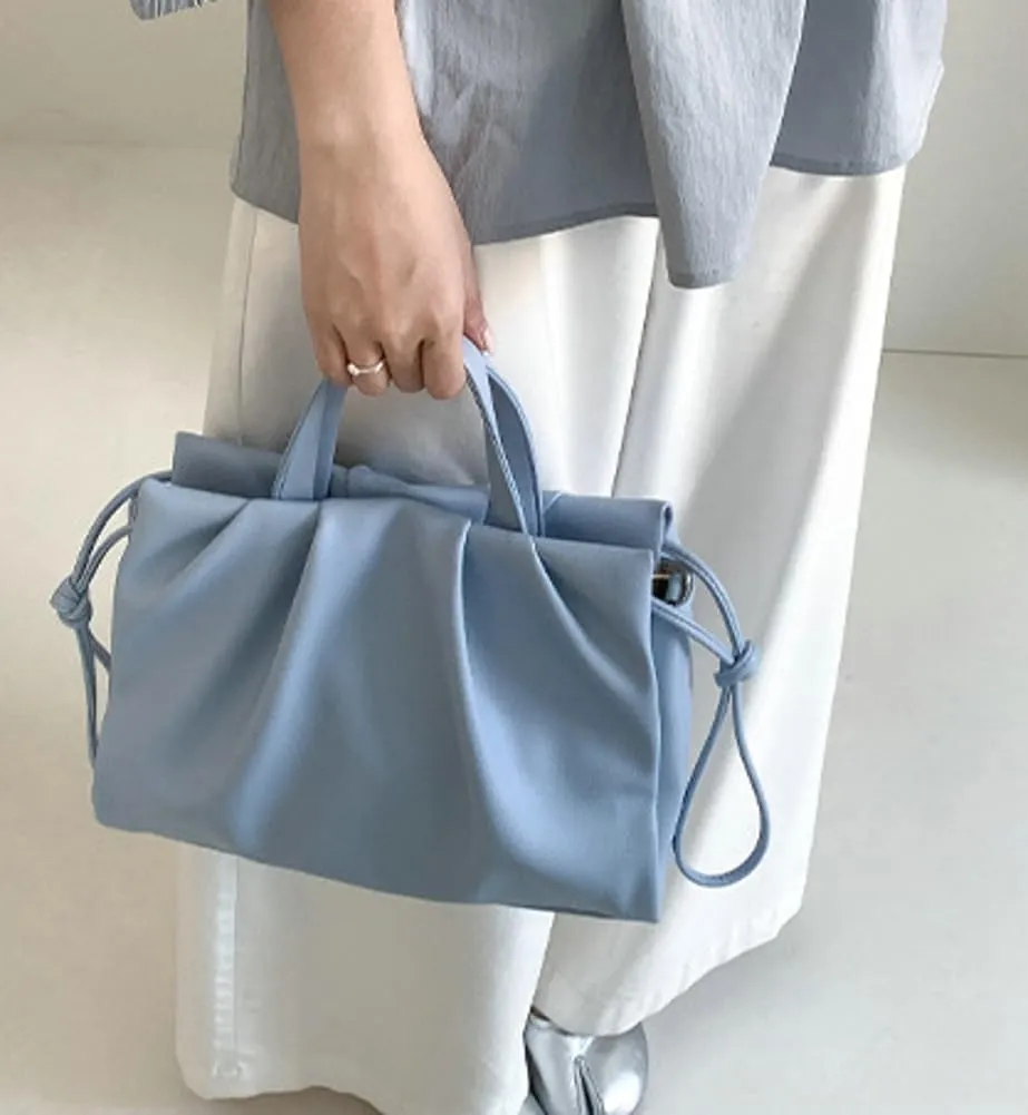 Vegan Leather Crossbody Bag for Women Cute Cloud Shoulder Tote Purse Large Pleated Top Handle Handbag Satchels
