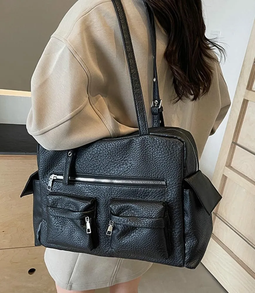 Vegan Leather Purses and Handbags for Women Large Shoulder Bags Soft Multi-Pocket Tote Bag Top Handle Satchels