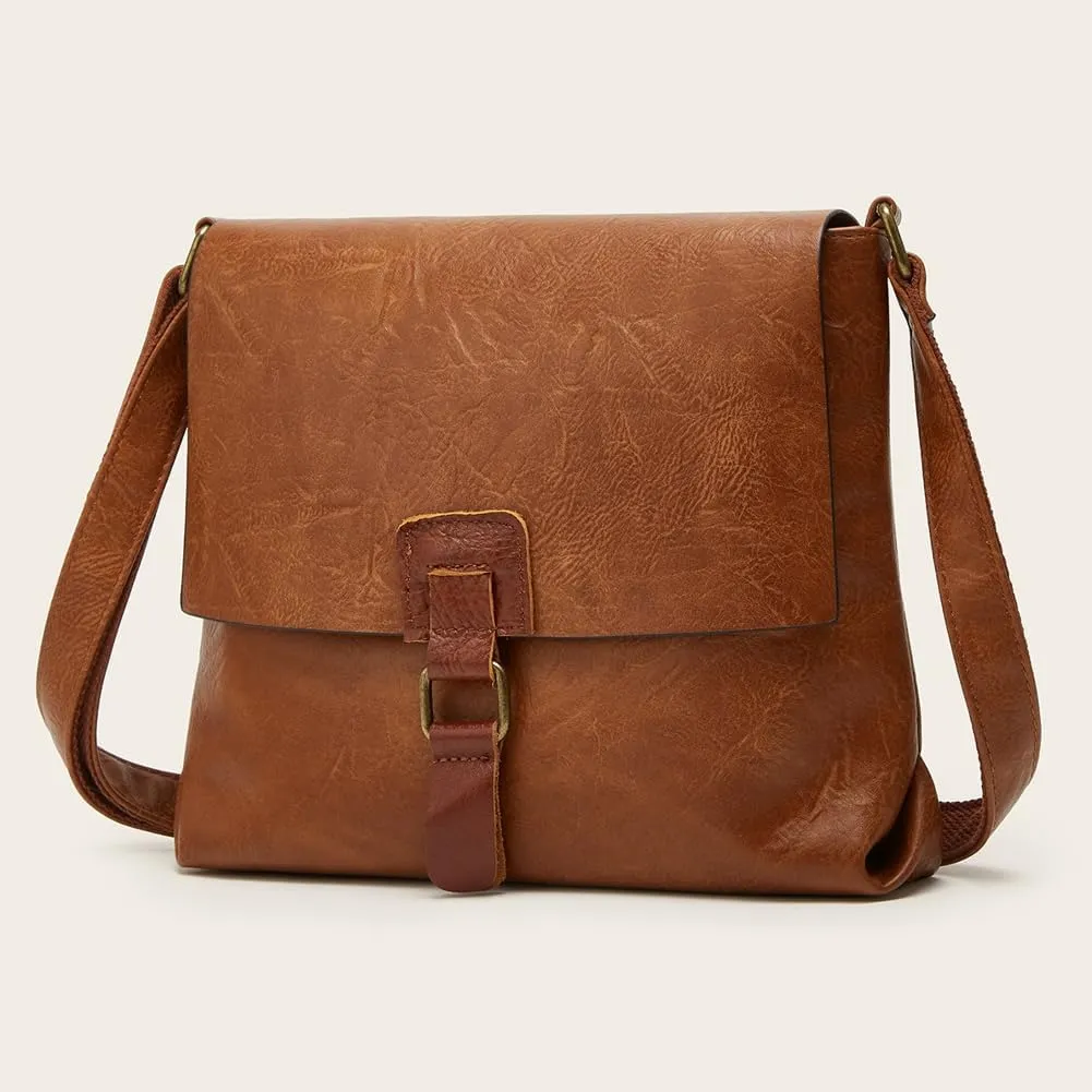 Vintage Shoulder Crossbody Purse for Women Soft Vegan Leather Tote Bag Casual Small Handbag Messenger Satchels