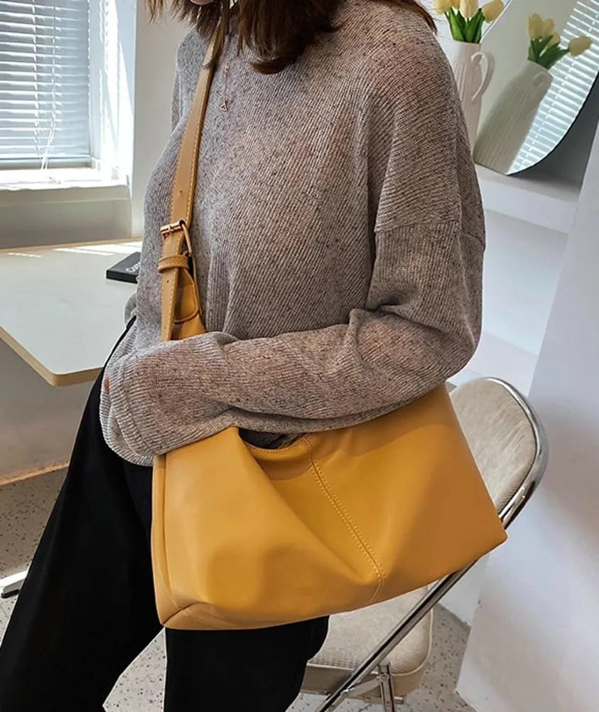 Vintage Shoulder Crossbody Purses for Women Large Dumpling Tote Bag Soft Vegan Leather Handbags Adjustable Satchels