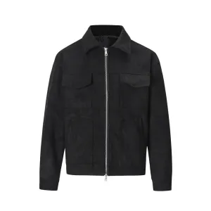 Vintage Solid Deerskin Multi-Pocket Zip Jacket