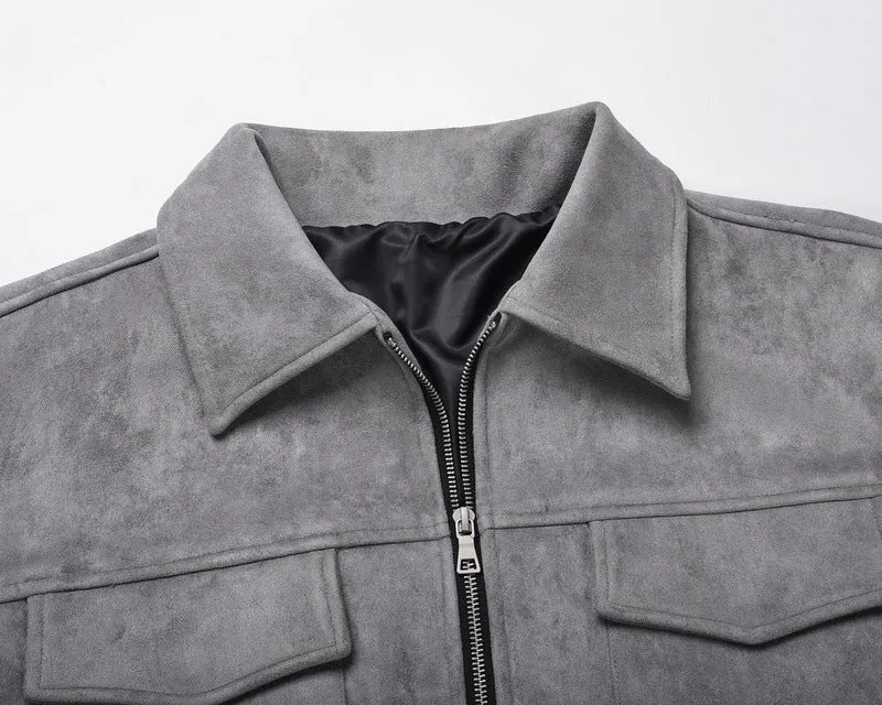 Vintage Solid Deerskin Multi-Pocket Zip Jacket