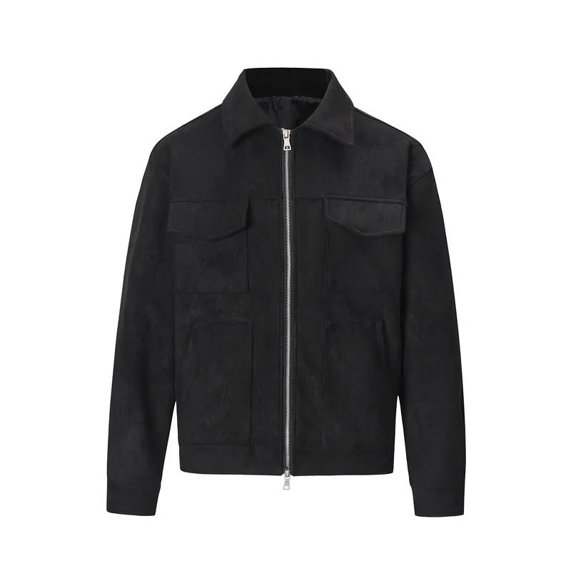 Vintage Solid Deerskin Multi-Pocket Zip Jacket