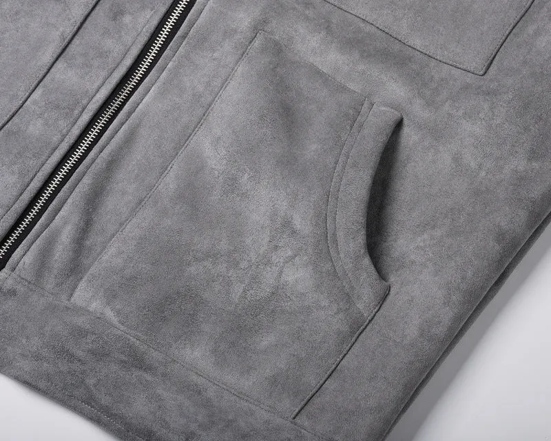 Vintage Solid Deerskin Multi-Pocket Zip Jacket