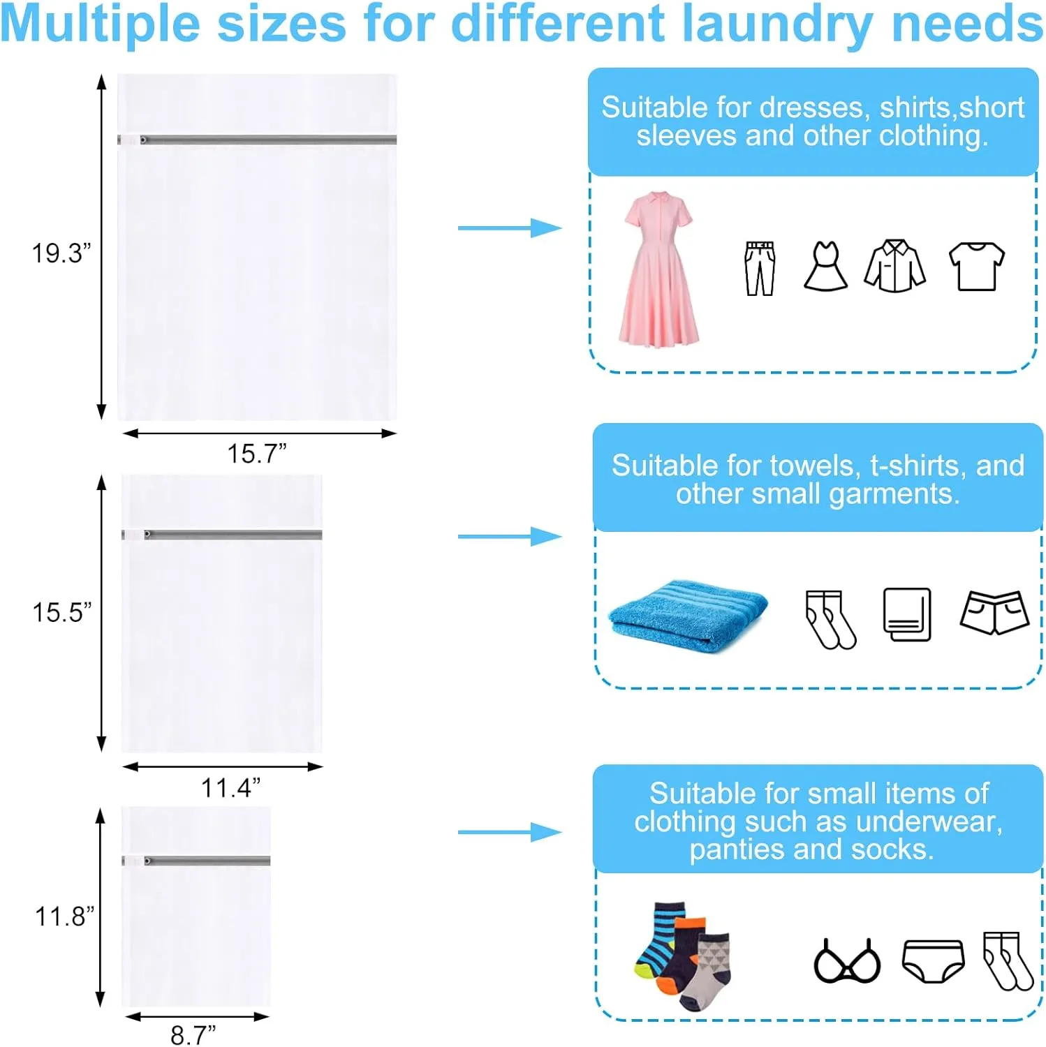 vivinin 6 PCS Mesh Laundry Bags for Delicates, 3 Size Laundry Bag with Premium Zipper, Laundry Bags Mesh Wash Bags for Travel Organizing, Delicate Laundry Bag With Premium Gray