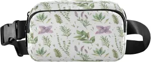 Watercolor Botanical Green Leaves Herbs Branches Belt Bag for Women Men Fanny Pack Small Waist Pouch Crossbody Bags for Outdoor Hiking Running Travel
