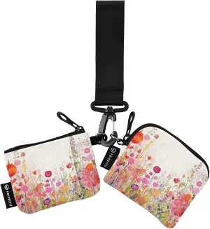 Watercolor Floral Zip Around Wristlet Wallet for Women Portable Detachable Dual Pocket Keychain Wallet Wrist Wallet
