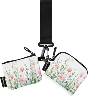 Watercolor Flowers Butterflies Zip Around Wristlet Wallet for Women Portable Detachable Dual Pocket Keychain Wallet Wrist Wallet