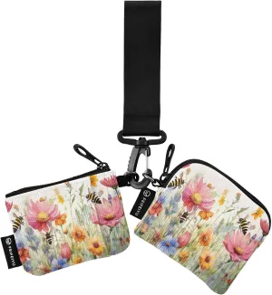 Watercolor Flowers Zip Around Wristlet Wallet for Women Portable Detachable Dual Pocket Keychain Wallet Wrist Wallet