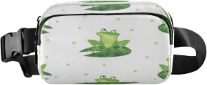 Watercolor Frog Pattern Belt Bag for Women Men Fanny Pack Small Waist Pouch Crossbody Bags for Outdoor Hiking Running Travel