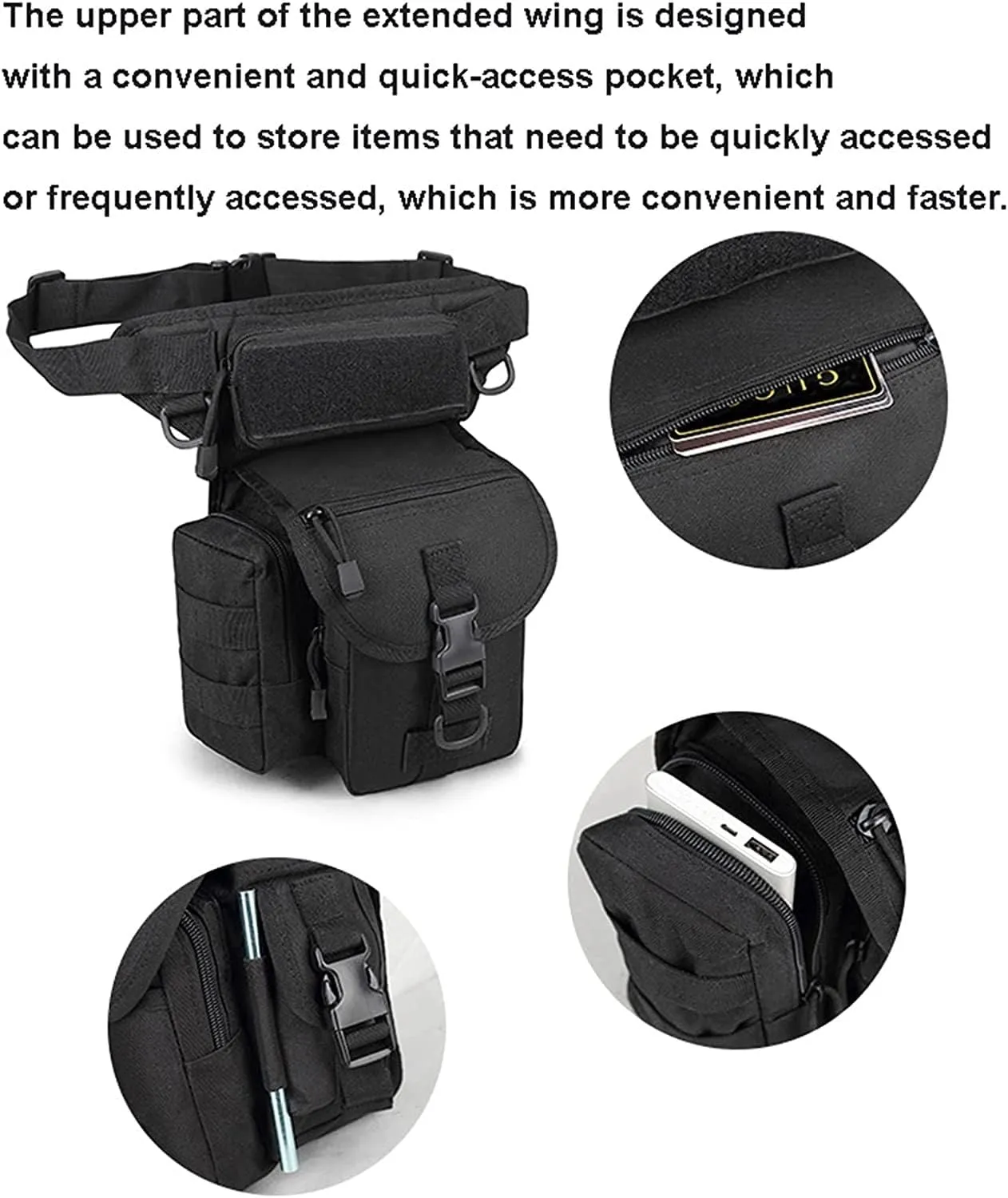 Waterproof Drop Leg Pouch Bag, Outdoor Bike Cycling Hiking Thigh Bag, Drop Leg Bag Pouches(Black)