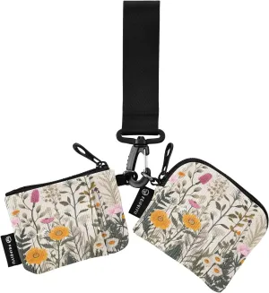 Wild Flower Zip Around Wristlet Wallet for Women Portable Detachable Dual Pocket Keychain Wallet Wrist Wallet