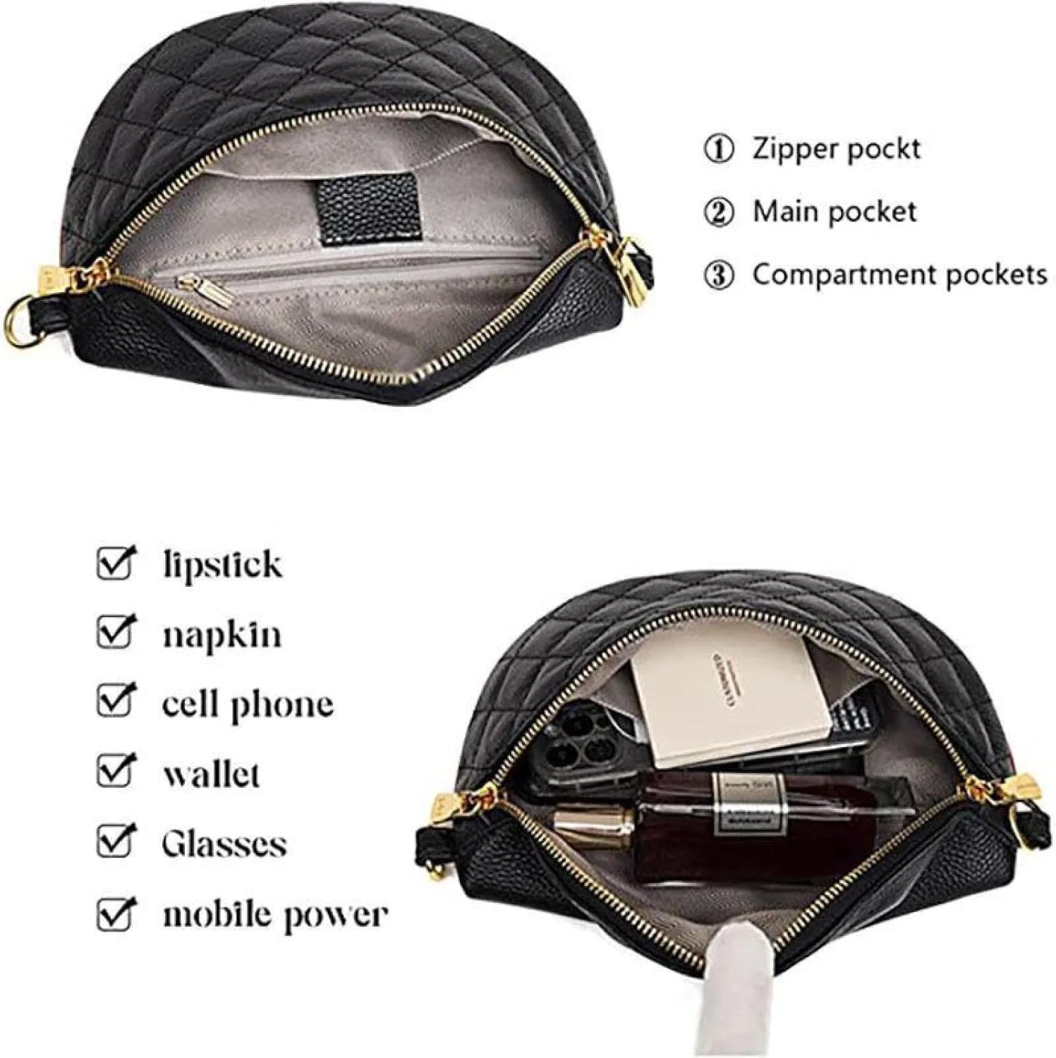 Women's Belt Bag, Diamond Quilted Embroidery, Leather, Casual Women's Crossbody Bag, Travel Sports Chest Bag Lightbrown