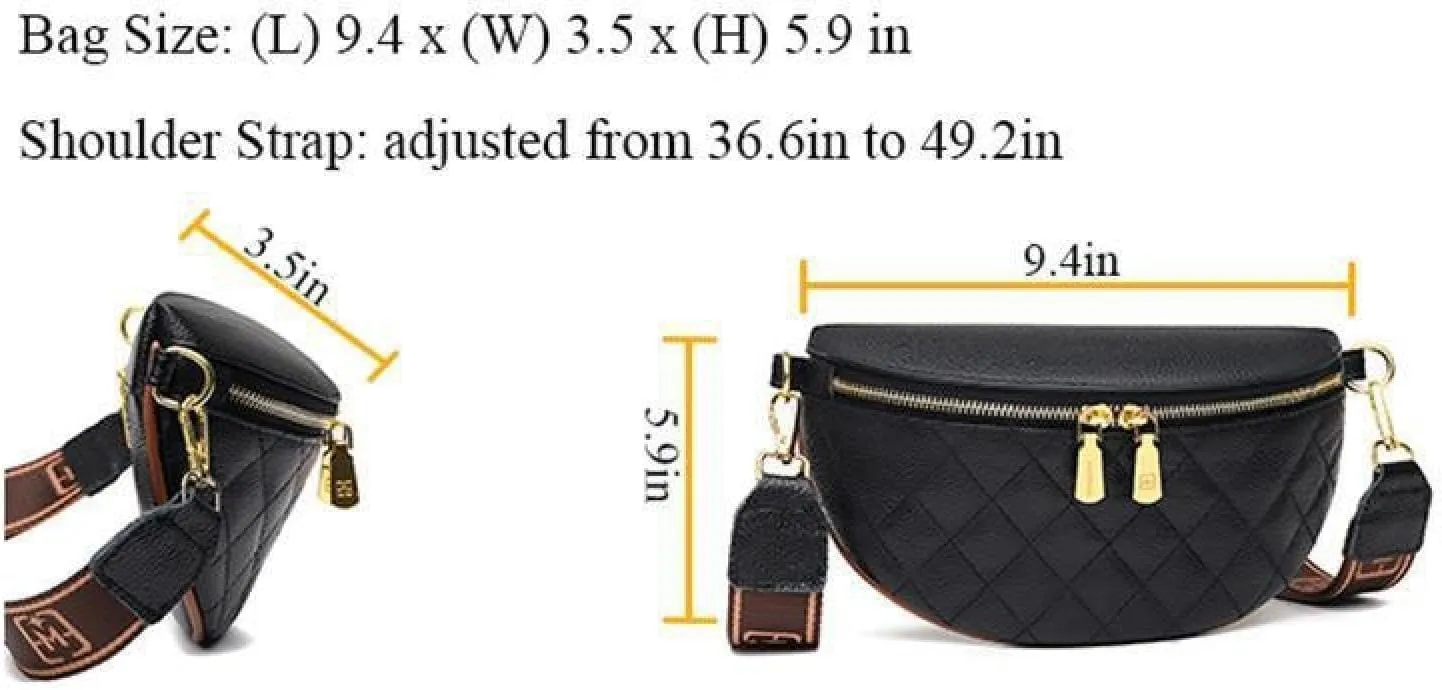 Women's Belt Bag, Diamond Quilted Embroidery, Leather, Casual Women's Crossbody Bag, Travel Sports Chest Bag Offwhite