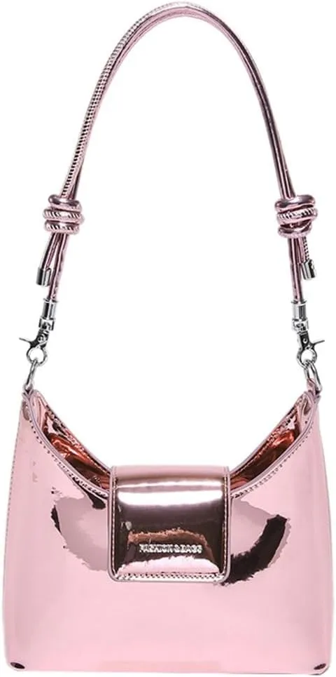 Women's Glossy Vegan Leather Shoulder Bag Small Y2k Crossbody Tote Purse Dumpling Handbag Top Handle Satchels