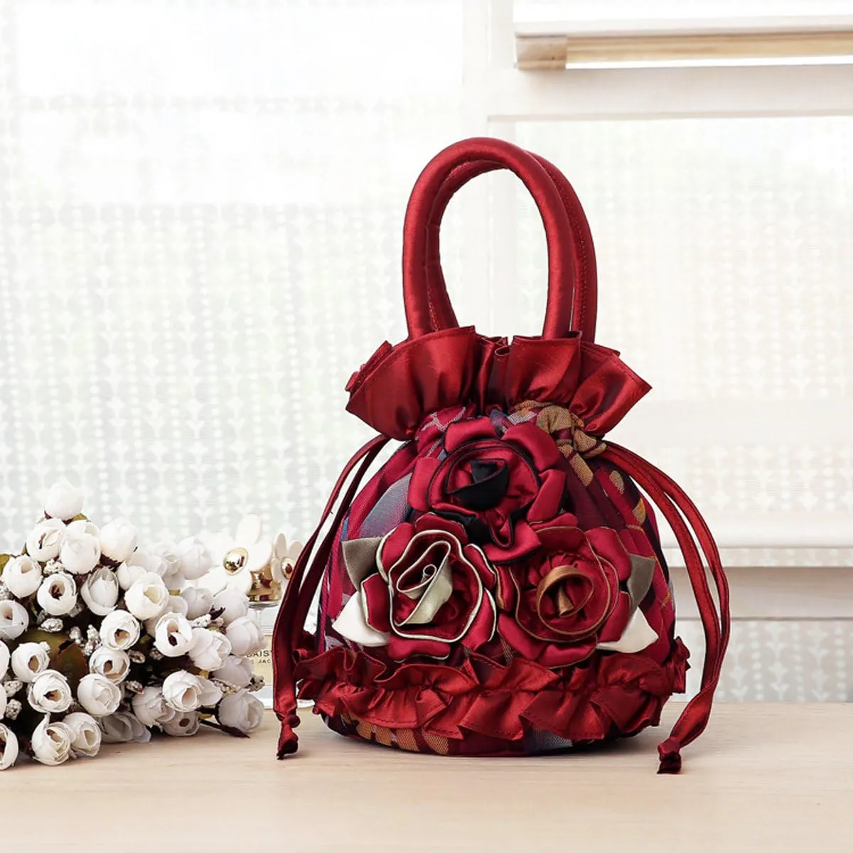 Womens Ladies Handbag Drawstring Bucket Bag Coin Purses Key Bags Cash Money Phone Pouches