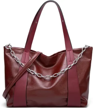 Womens Leather Purses and Handbags Chain Totes Satchel Bag PU Shoulder Bag Ladies Work Top-Handle Bag