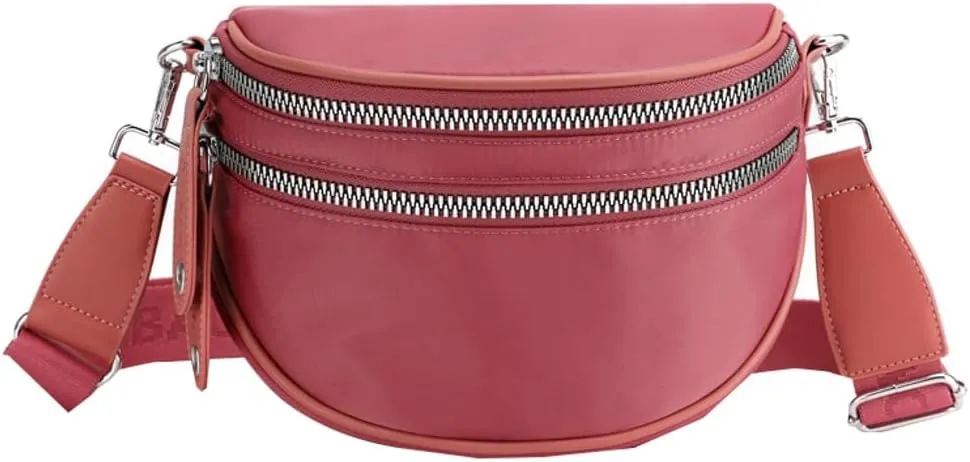 Womens Nylon Crossbody Shoulder Bags Small Shell Purse Totes Handbag Lightweight Double Zippr Phone Pouch Satchel