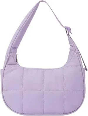 Women's Puffer Crescent Bag Nylon Shoulder Purse Adjustable Strap Hobo Handbag for Work Travel