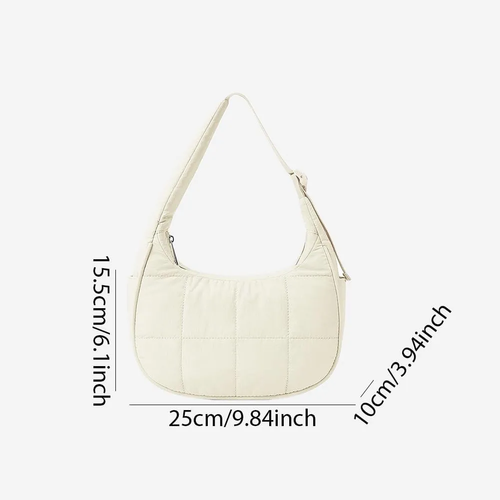Women's Puffer Crescent Bag Nylon Shoulder Purse Adjustable Strap Hobo Handbag for Work Travel